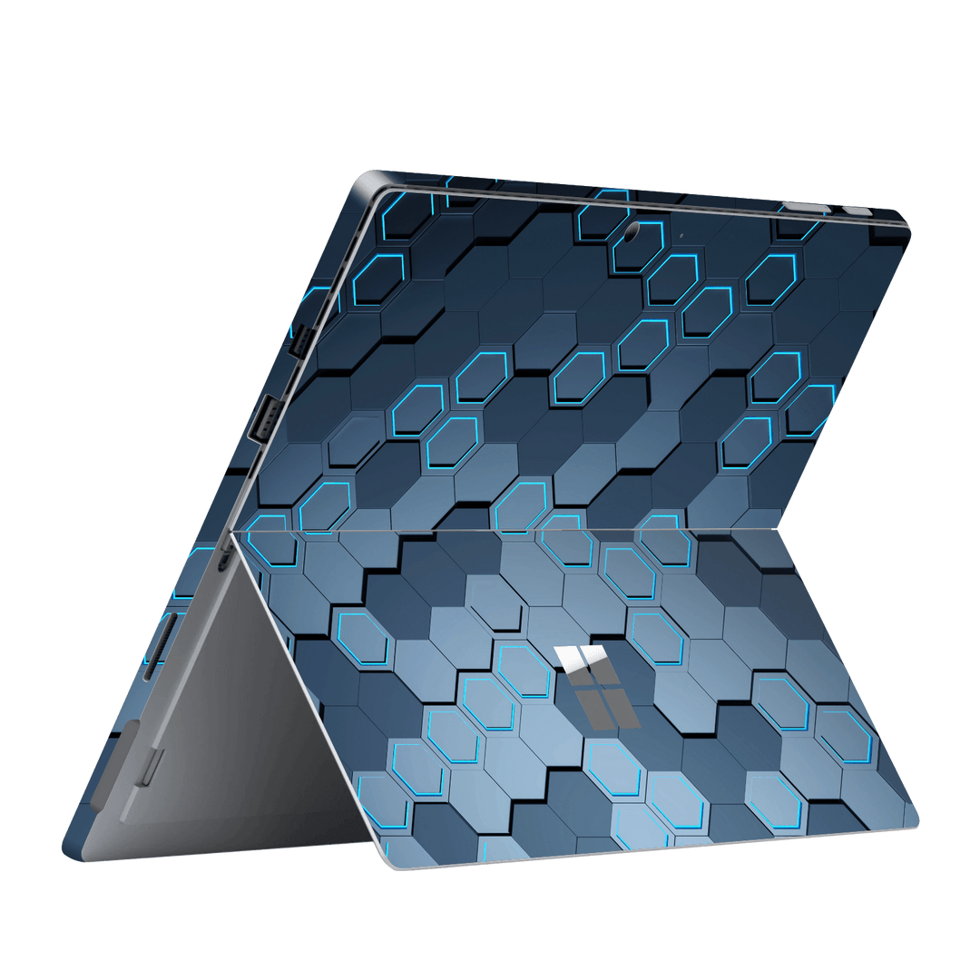 Microsoft Surface Pro 6 Print Printed Custom Signature Blue HEXAGON Skin Wrap Sticker Decal Cover Protector by EasySkinz