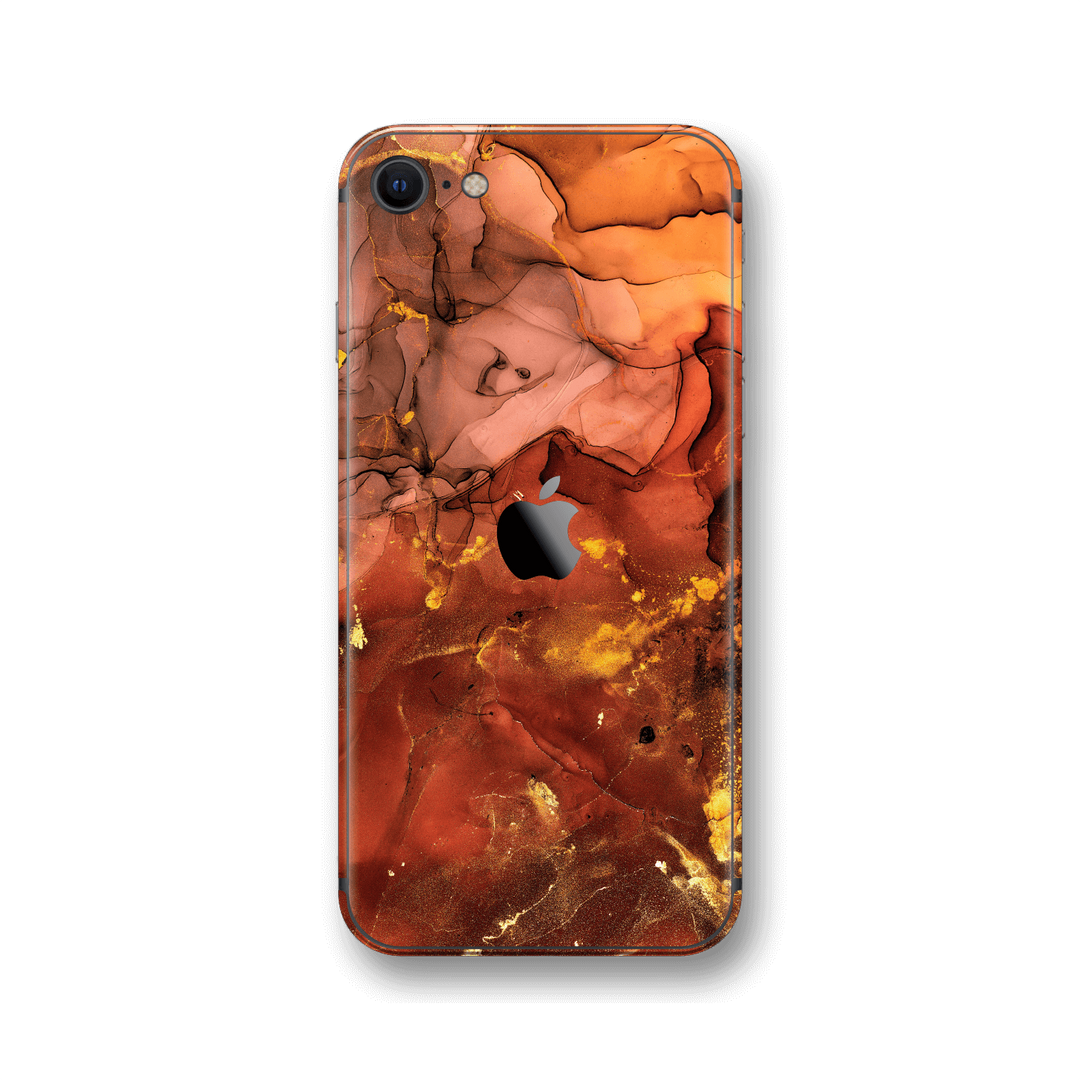 iPhone SE (2020) SIGNATURE AGATE GEODE Flaming Orange Brown Fiery Gold Nebula Skin, Wrap, Decal, Protector, Cover by EasySkinz | EasySkinz.com