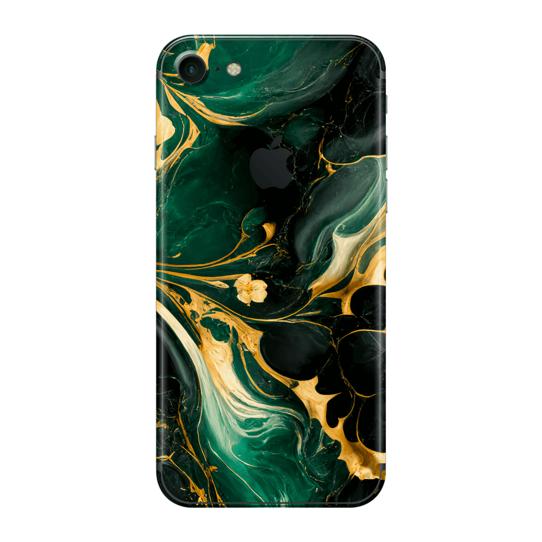 iPhone 8 Print Printed Custom SIGNATURE Agate Geode Royal Green Gold Skin Wrap Sticker Decal Cover Protector by EasySkinz | EasySkinz.com