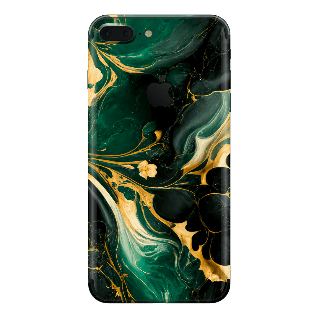 iPhone 8 PLUS Print Printed Custom SIGNATURE Agate Geode Royal Green Gold Skin Wrap Sticker Decal Cover Protector by EasySkinz | EasySkinz.com