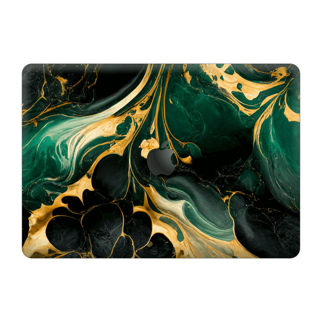 MacBook Pro 13" (2020/2022) M1, M2, Print Printed Custom SIGNATURE Agate Geode Royal Green Gold Skin Wrap Sticker Decal Cover Protector by EasySkinz | EasySkinz.com