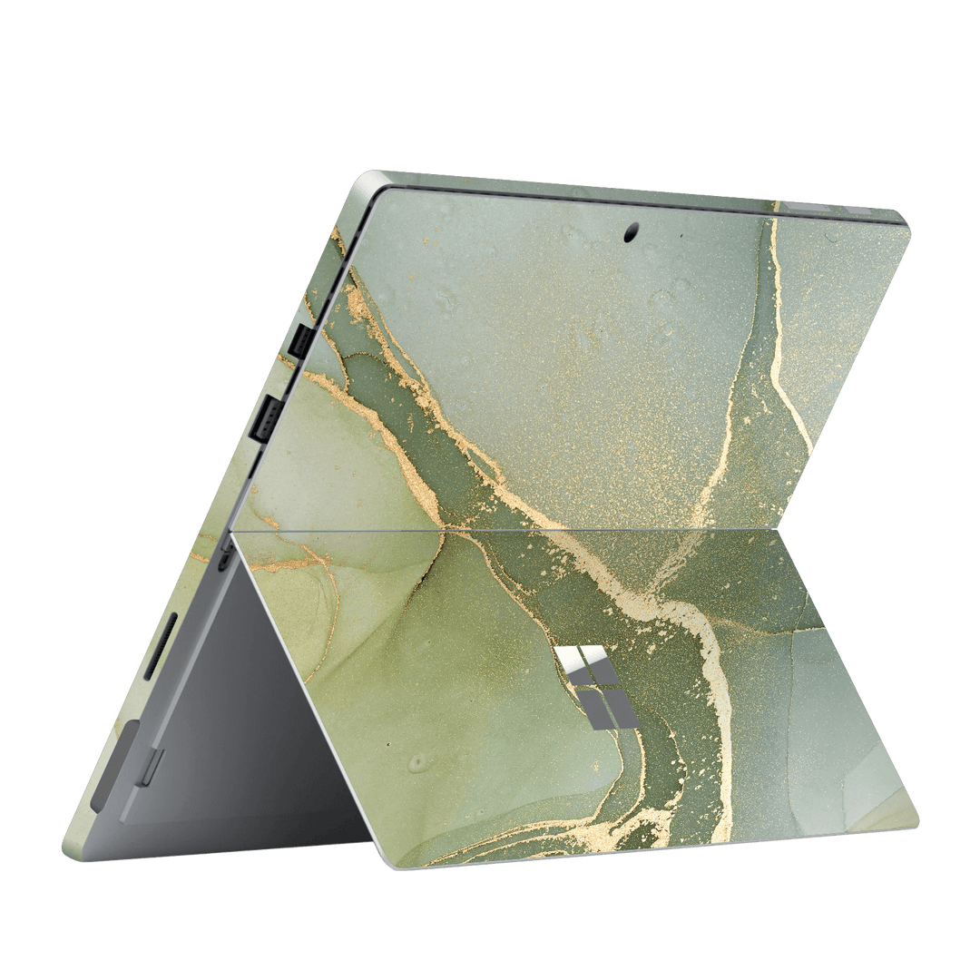 Microsoft Surface Pro (2017) Print Printed Custom Signature AGATE GEODE Green-Gold Skin Wrap Sticker Decal Cover Protector by EasySkinz