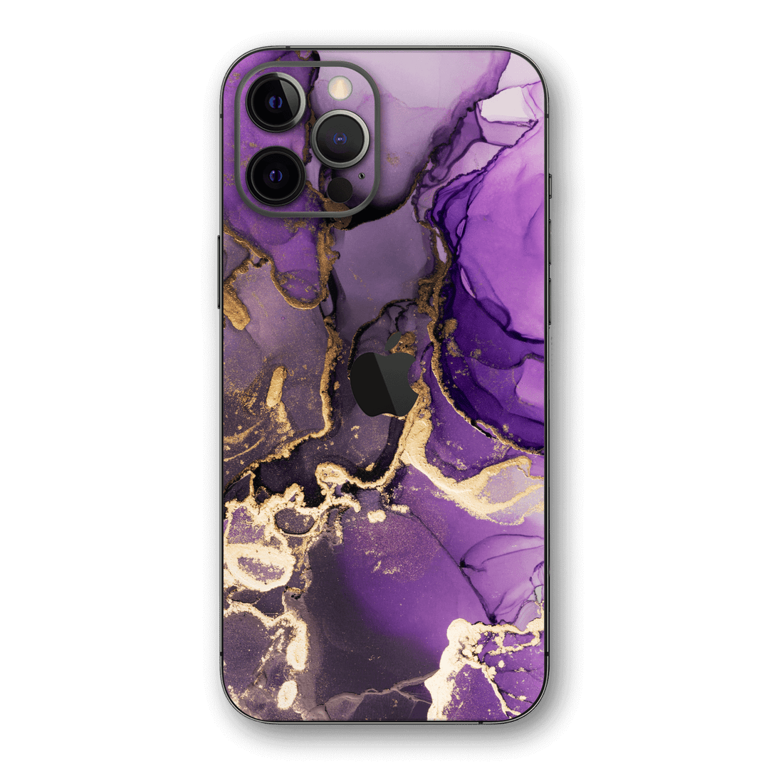 iPhone 12 PRO Print Printed Custom SIGNATURE AGATE GEODE Purple-Gold Skin Wrap Sticker Decal Cover Protector by EasySkinz | EasySkinz.com