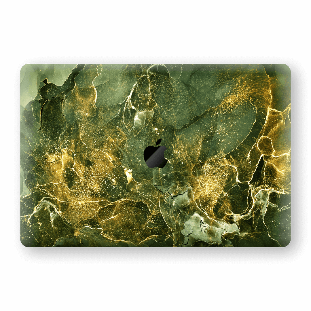 MacBook PRO 16" (2019) Print Printed Custom Signature AGATE GEODE Royal Green-Gold Skin Wrap Cover Decal Protector by EasySkinz