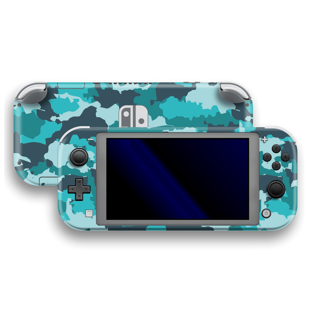 Nintendo Switch LITE Print Printed Custom SIGNATURE Camouflage Turquoise Skin Wrap Sticker Decal Cover Protector by EasySkinz