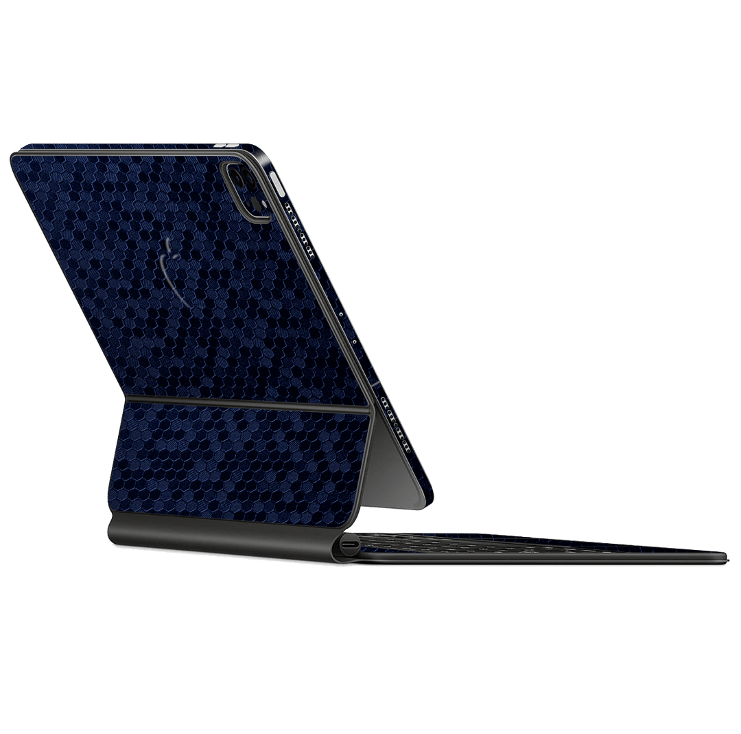 Magic Keyboard for iPad Pro 12.9" M1 (5th Gen, 2021) Luxuria Navy Blue HONEYCOMB 3D Textured Skin Wrap Sticker Decal Cover Protector by EasySkinz | EasySkinz.com