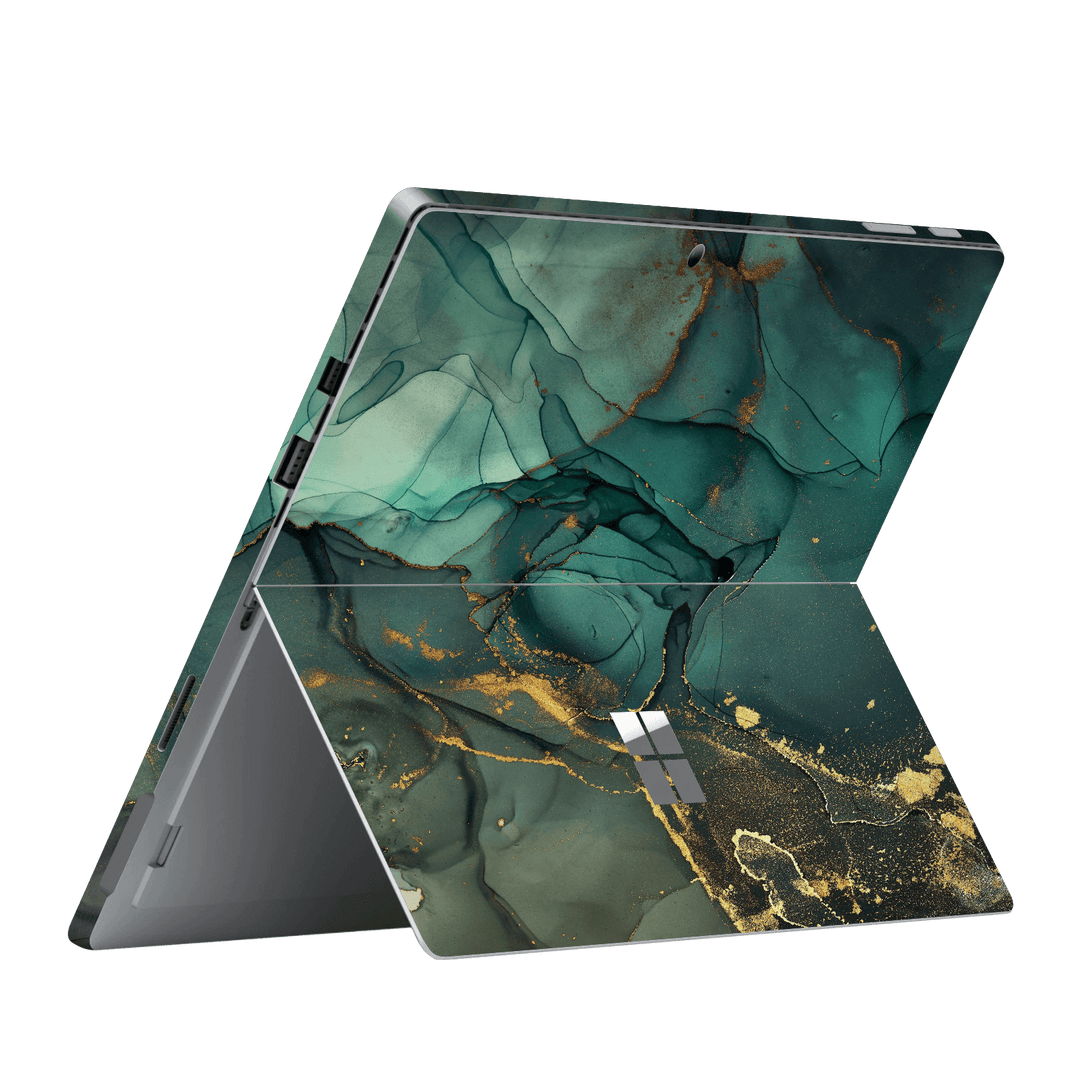 Microsoft Surface Pro 6 Print Printed Custom Signature AGATE GEODE Royal Green-Gold Skin Wrap Sticker Decal Cover Protector by EasySkinz