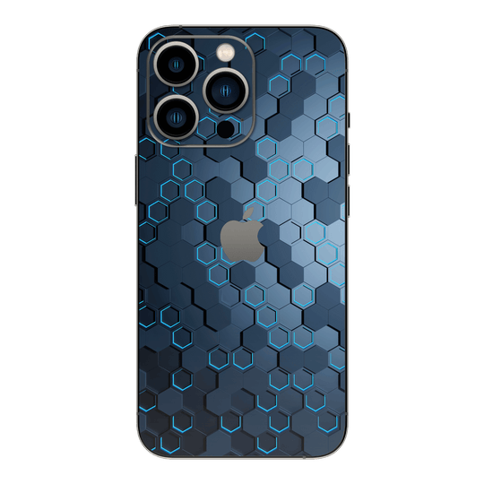 iPhone 13 PRO Print Printed Custom Signature Blue Hexagon Skin Wrap Sticker Decal Cover Protector by EasySkinz