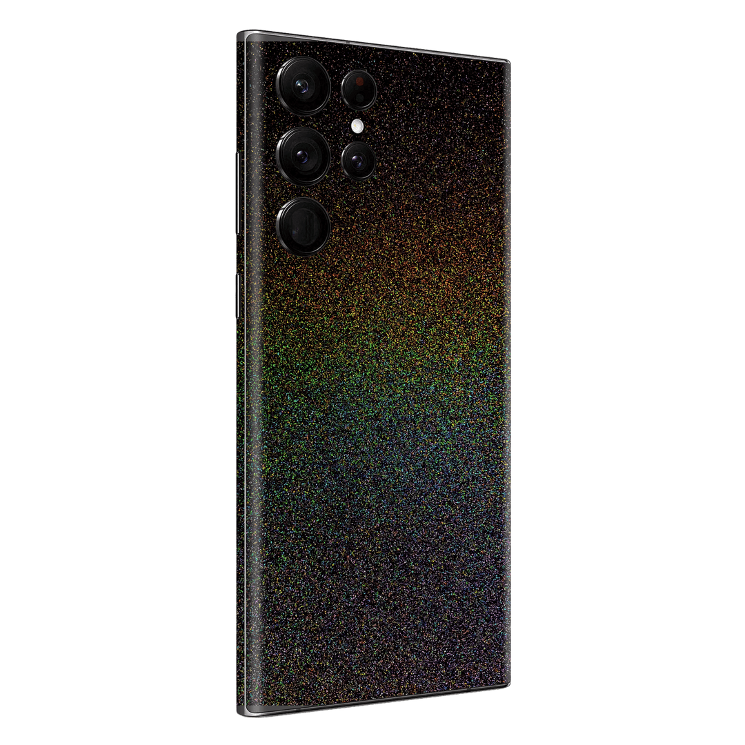 Samsung Galaxy S22 ULTRA GALAXY Black Milky Way Rainbow Sparkling Metallic Gloss Finish Skin Wrap Sticker Decal Cover Protector by EasySkinz | EasySkinz.com