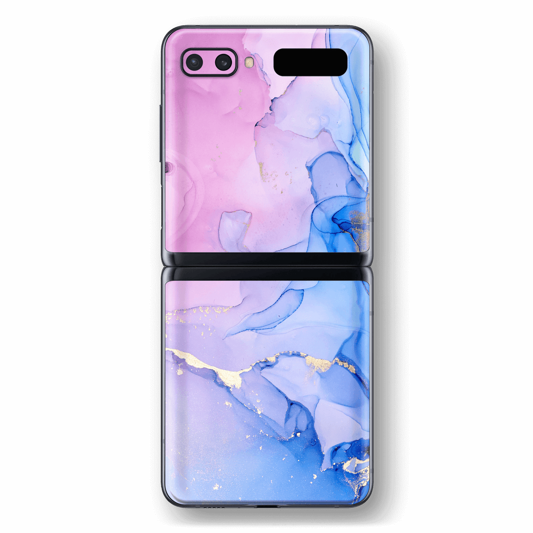 Samsung Galaxy Z Flip Print Printed Custom SIGNATURE AGATE GEODE Pink-Blue Skin Wrap Sticker Decal Cover Protector by EasySkinz