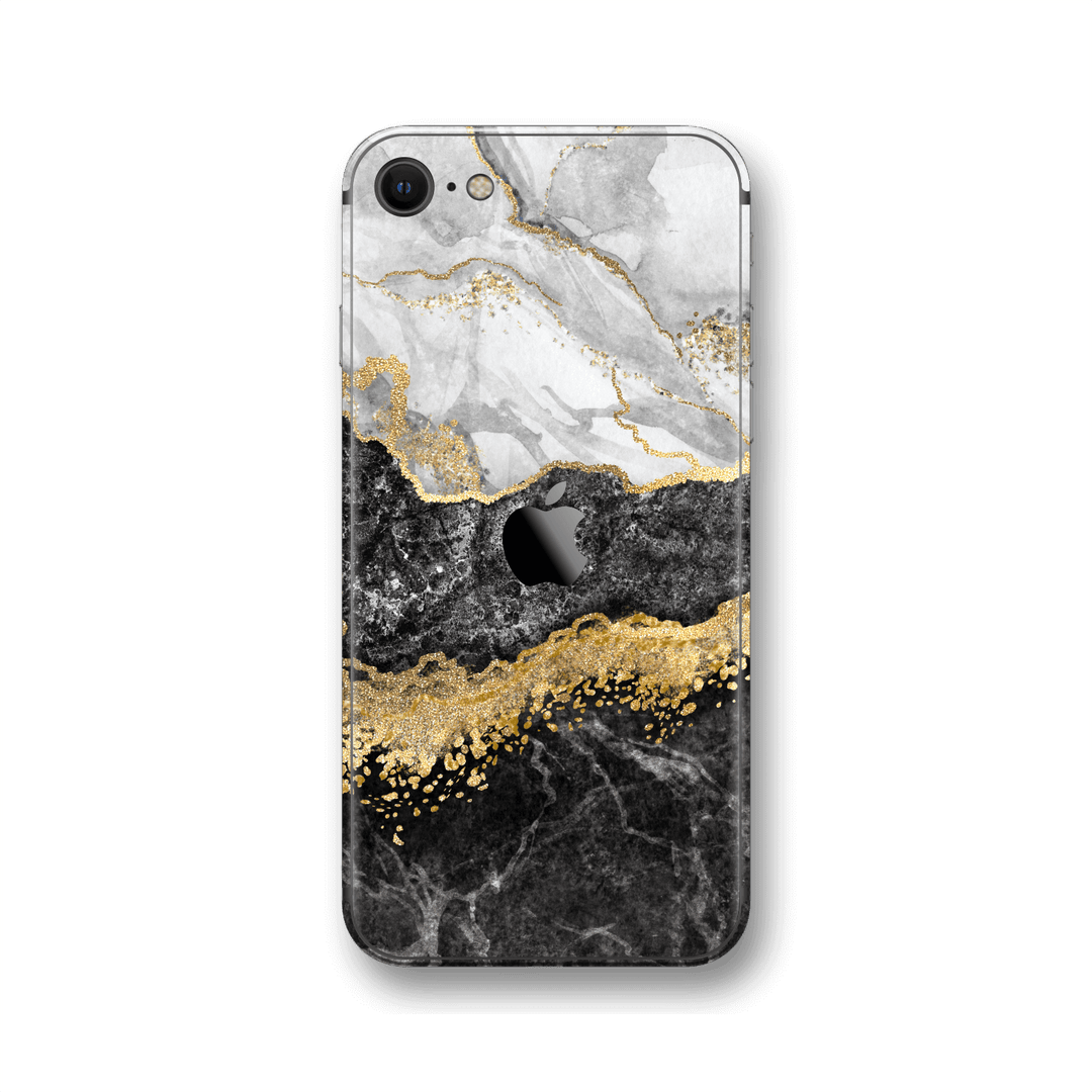 iPhone SE (2020) SIGNATURE Golden WHITE-Slate Marble Skin, Wrap, Decal, Protector, Cover by EasySkinz | EasySkinz.com