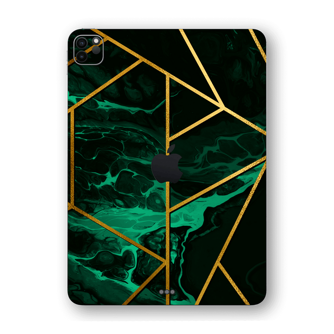 iPad PRO 12.9" (2020) SIGNATURE Liquid Green-Gold Geometric Skin, Wrap, Decal, Protector, Cover by EasySkinz | EasySkinz.com