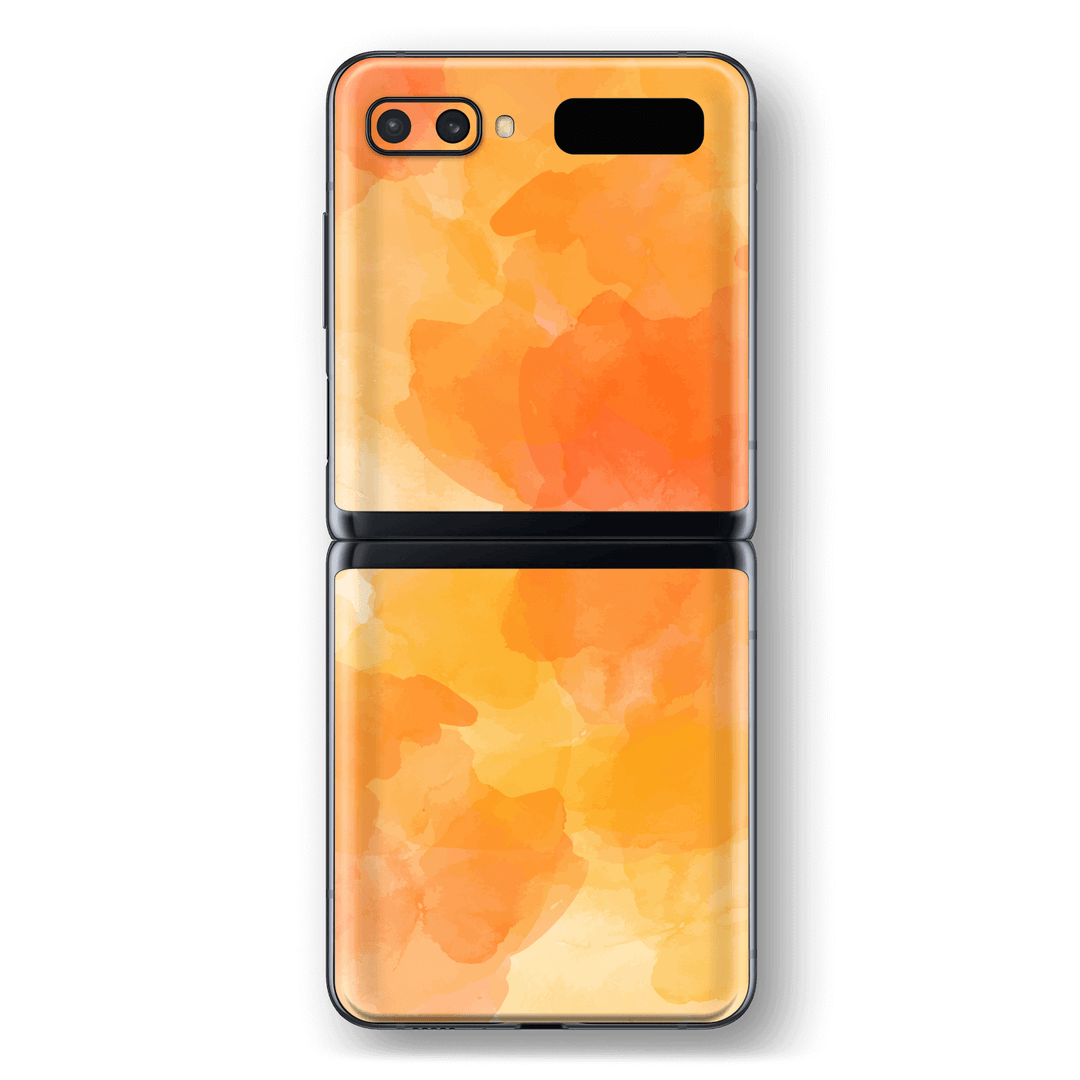 Samsung Galaxy Z Flip Print Printed Custom SIGNATURE Orange Watercolour Skin Wrap Sticker Decal Cover Protector by EasySkinz