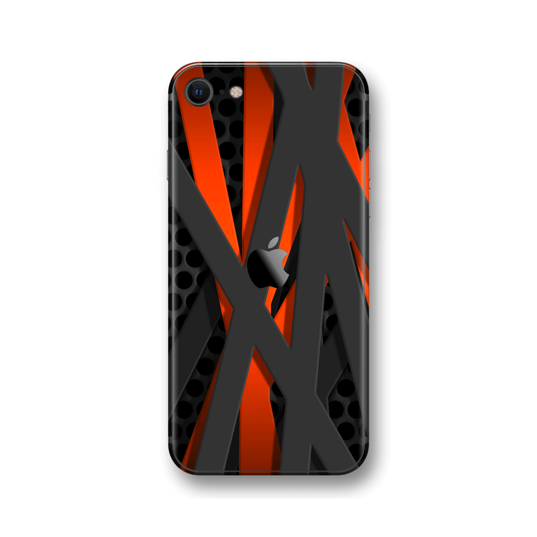 iPhone SE (2020) Print Custom SIGNATURE Black-Red FIBRE Skin Wrap Decal by EasySkinz