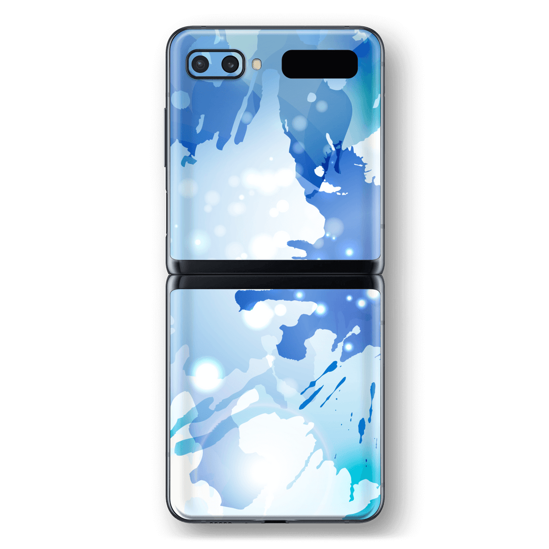 Samsung Galaxy Z Flip Print Printed Custom SIGNATURE Blue Splash Skin Wrap Sticker Decal Cover Protector by EasySkinz