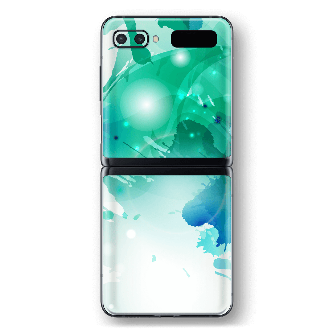 Samsung Galaxy Z Flip Print Printed Custom SIGNATURE Seafoam-Green Splash Skin Wrap Sticker Decal Cover Protector by EasySkinz