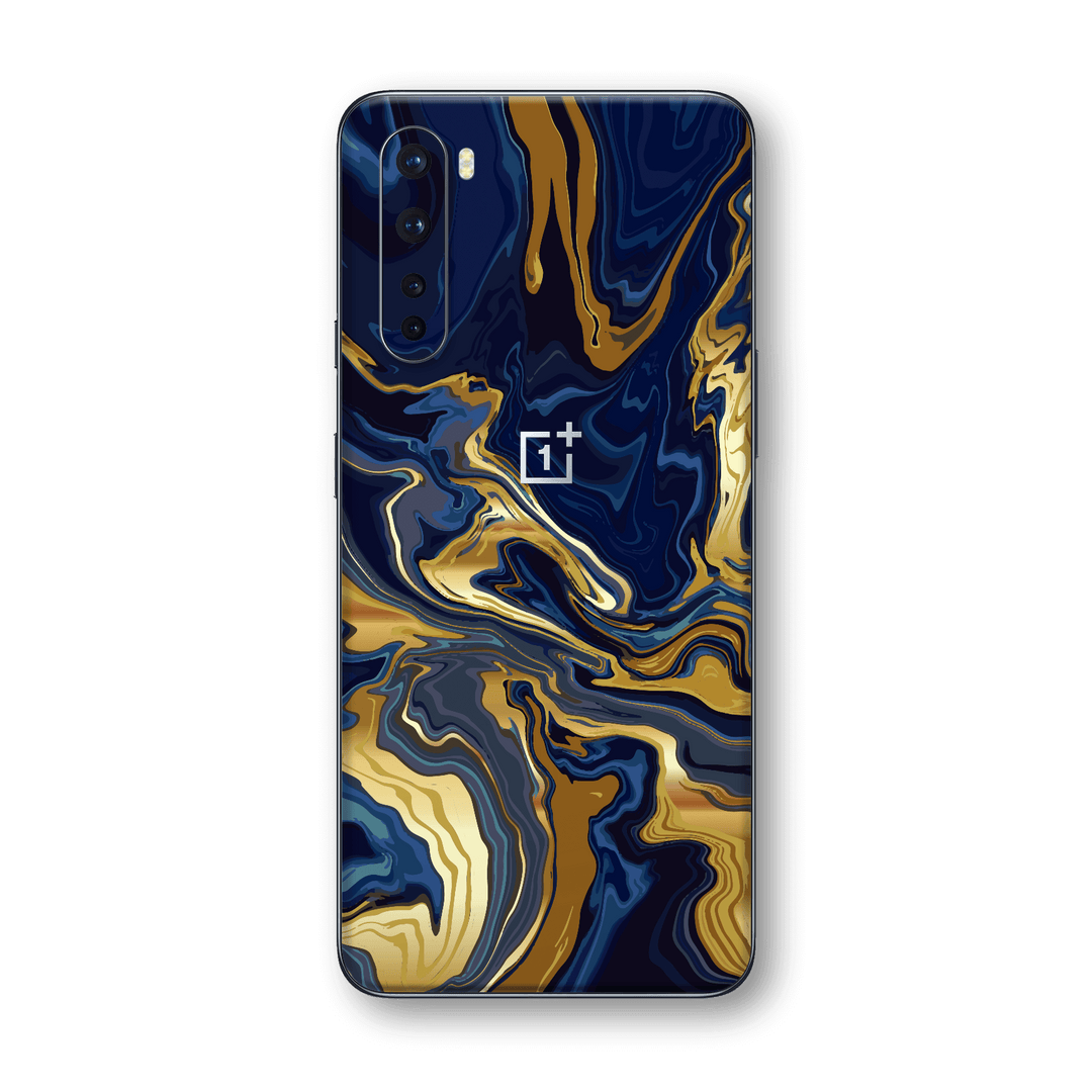 OnePlus Nord Print Printed Custom SIGNATURE Ocean Blue & Gold Luxury Skin Wrap Sticker Decal Cover Protector by EasySkinz
