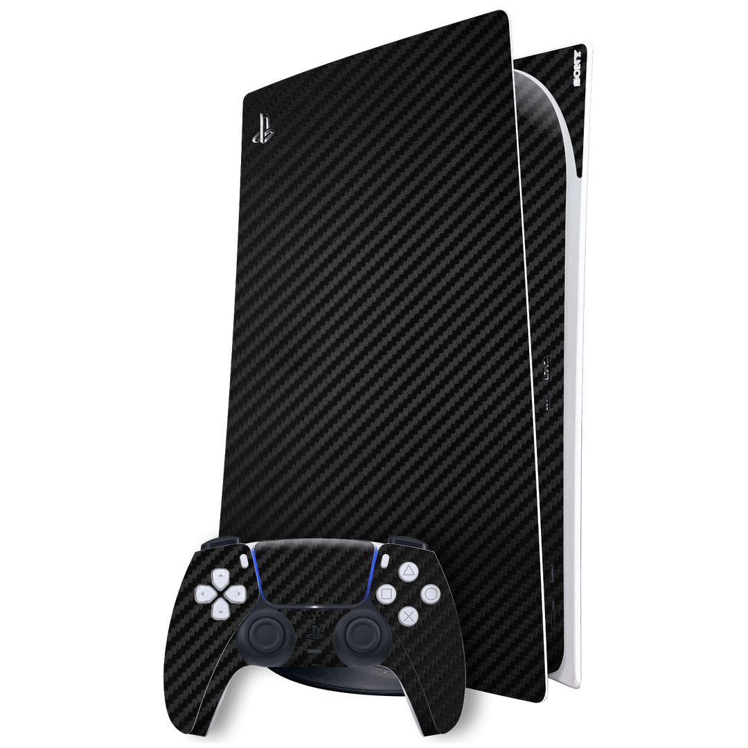 Playstation 5 (PS5) DIGITAL EDITION Black 3D Textured Carbon Fibre Fiber Skin Wrap Sticker Decal Cover Protector by EasySkinz | EasySkinz.com