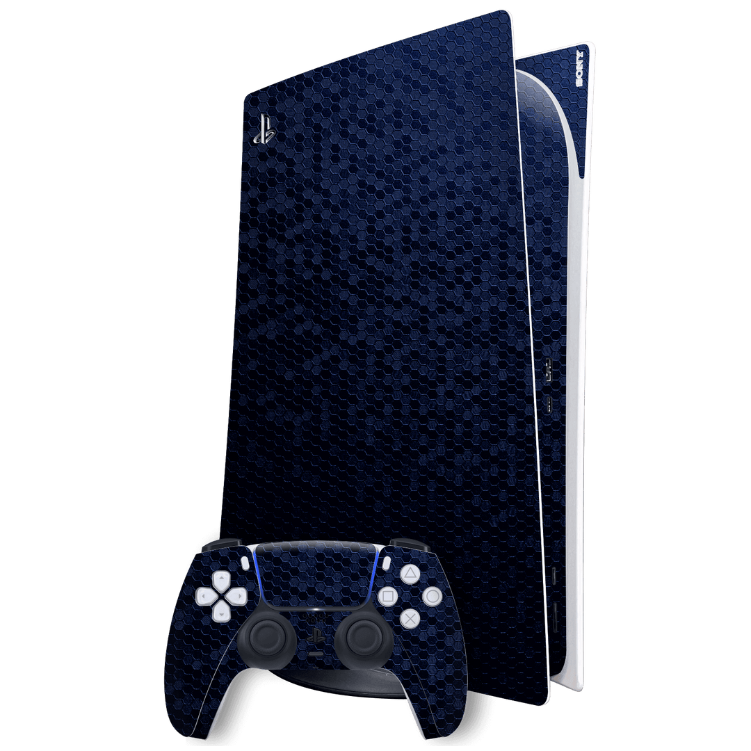 PlayStation 5 (PS5) DIGITAL EDITION 3D Navy Blue HONEYCOMB Skin
