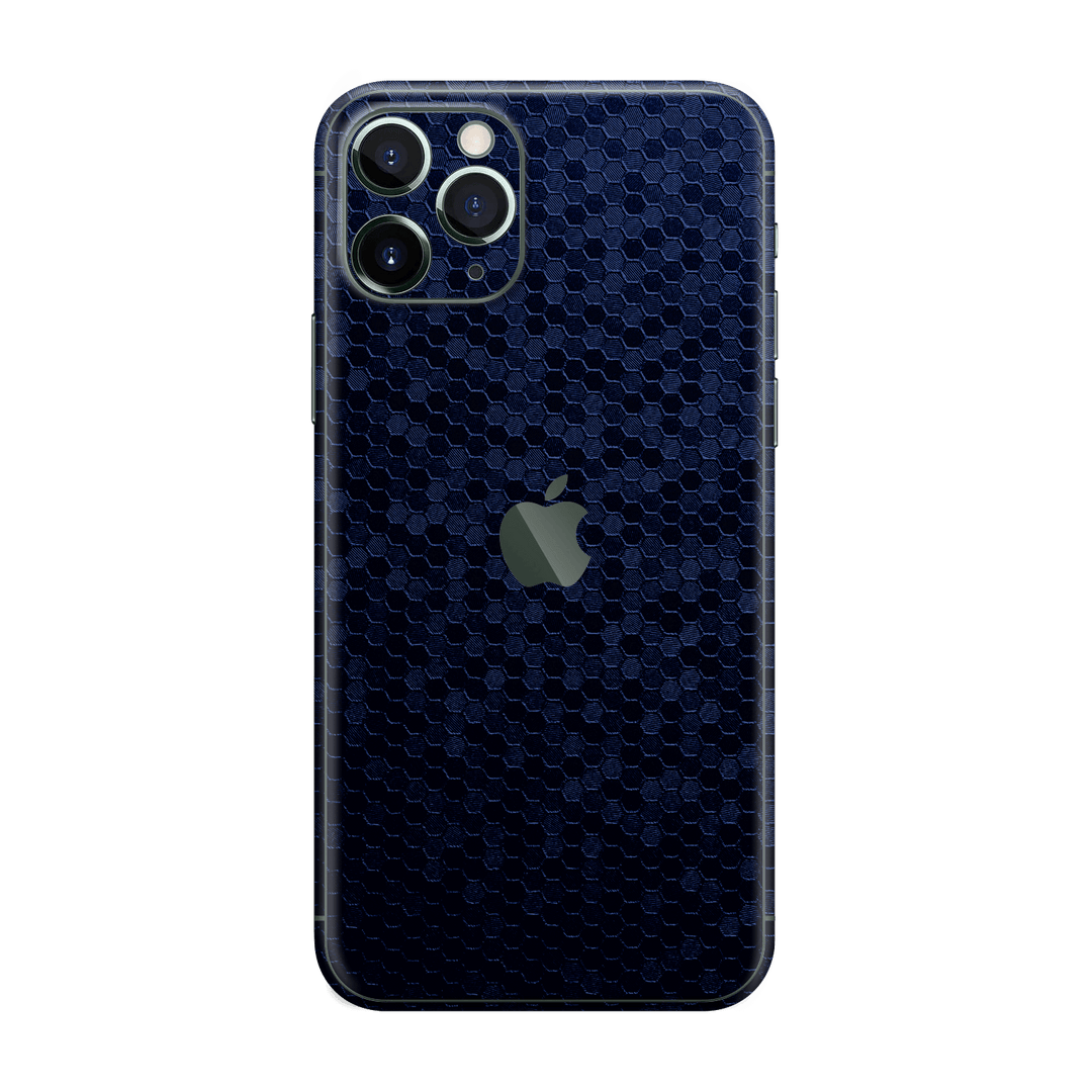 iPhone 11 PRO Luxuria Navy Blue Honeycomb 3D Textured Skin Wrap Sticker Decal Cover Protector by EasySkinz | EasySkinz.com