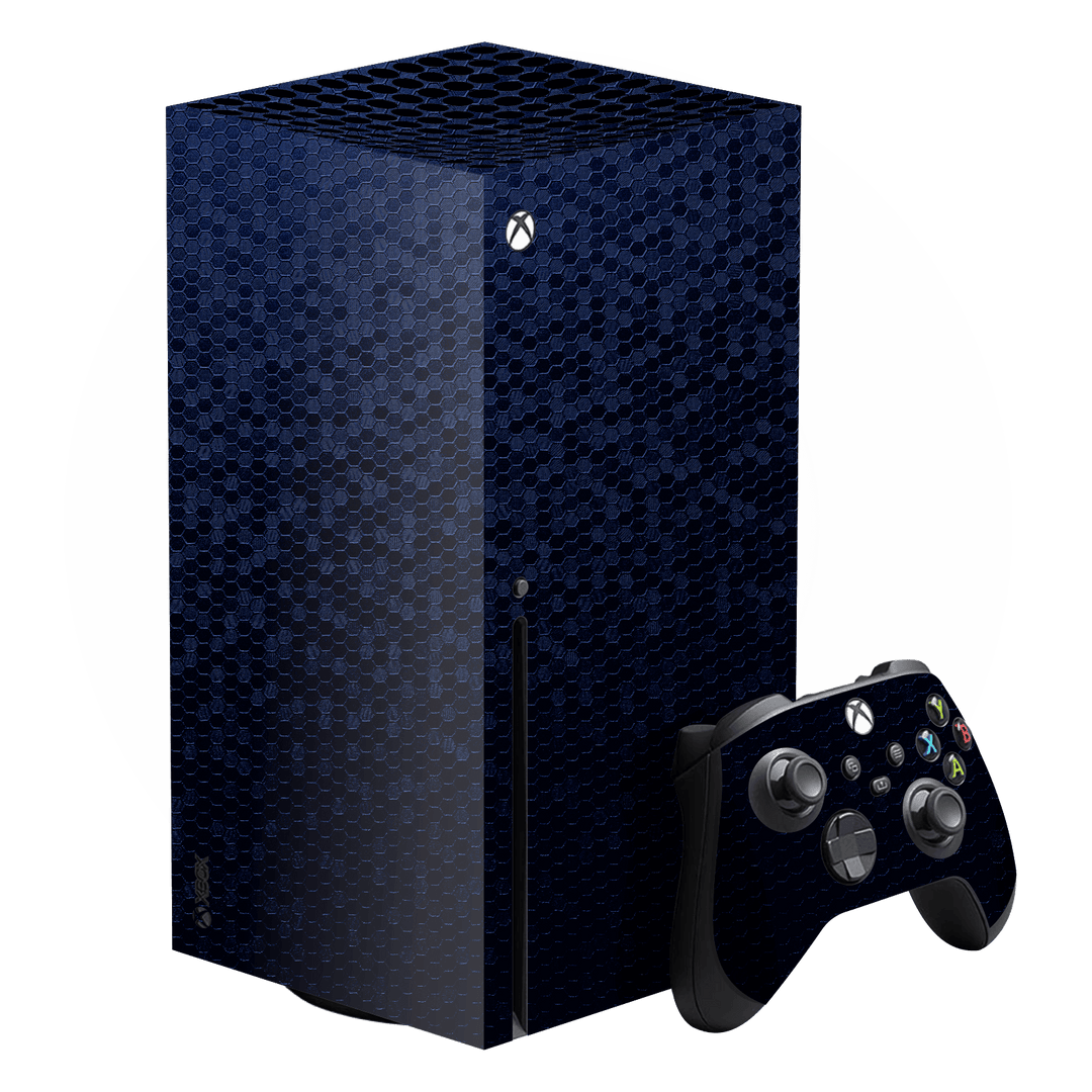 XBOX Series X Navy Blue Honeycomb 3D Textured Skin Wrap Sticker Decal Cover Protector by EasySkinz