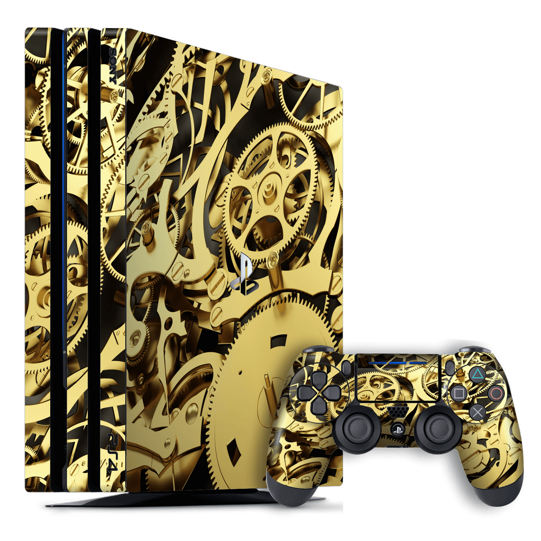 Playstation 4 PRO PS4 PRO Print Custom Signature Gold Mechanism Skin Wrap Decal by EasySkinz