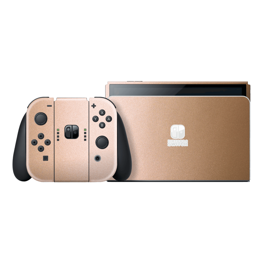 Nintendo Switch OLED Luxuria Rose Gold Metallic Skin Wrap Sticker Decal Cover Protector by EasySkinz | EasySkinz.com