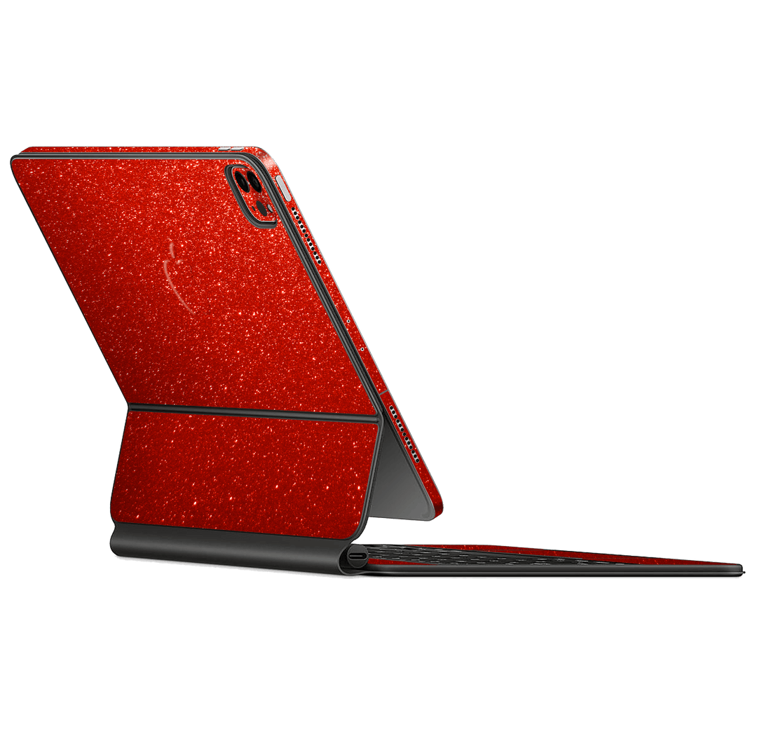 Apple Magic Keyboard for iPad Pro 12.9" (Gen 3-4) Diamond RED Glitter Shimmering Skin Wrap Sticker Decal Cover Protector by EasySkinz