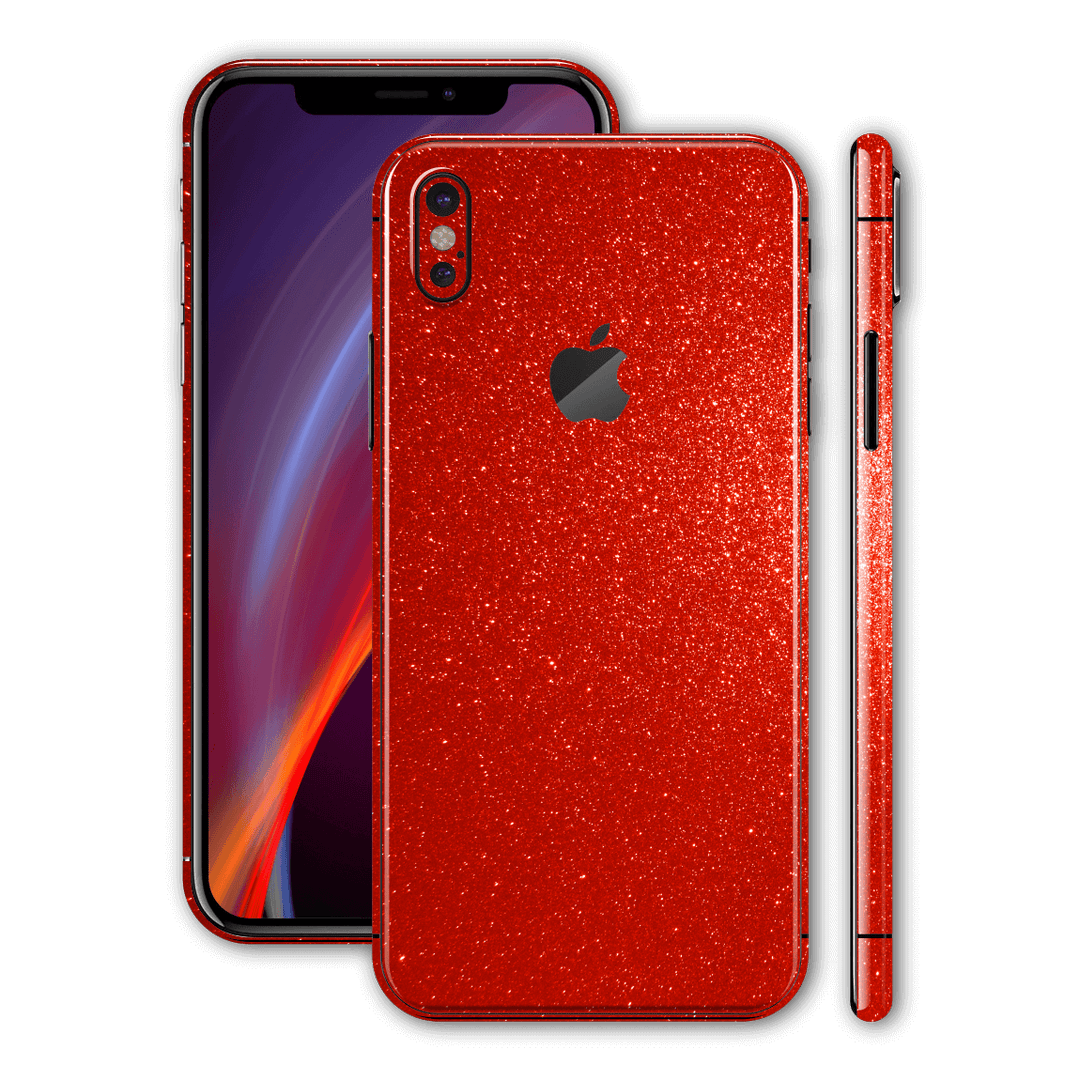 iPhone XS MAX Diamond RED Shimmering, Sparkling, Glitter Skin, Wrap, Decal, Protector, Cover by EasySkinz | EasySkinz.com