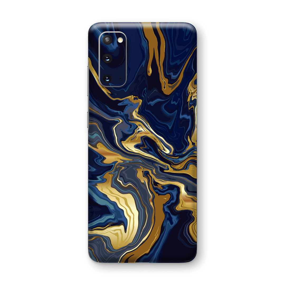 Samsung Galaxy S20 Print Printed Custom SIGNATURE Ocean Blue & Gold Luxury Skin Wrap Sticker Decal Cover Protector by EasySkinz